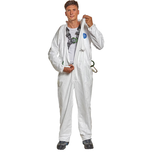 Harness-Compatible Disposable Coverall, Medium, White, Tyvek&reg; 500 GTA Hardware Inc