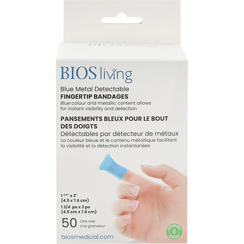Bandages bleus, Bout de doigt, 3", Tissu d&eacute;tectable, St&eacute;rile GTA Hardware Inc