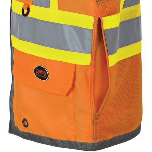 Pioneer Mesh Back Zip Front Surveyor Safety Vest, High Visibility Orange, Small, Polyester GTA Hardware Inc