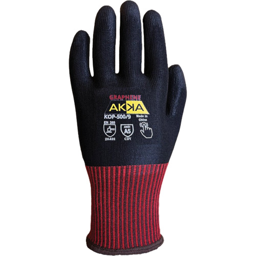 KOP-500 High Cut-Protection Gloves, Size 6, 13 Gauge, Polyurethane Coated, Nylon/HPPE/Spandex/Graphene Shell, ASTM ANSI Level A5/EN 388 Level E GTA Hardware Inc