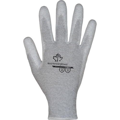 Gants blancs KnitActiv dissipatifs &eacute;lectrostatiques et peu pelucheux, 5, R&ecirc;vetement Polyur&eacute;thane, Calibre 13, Enveloppe en Nylon/Coton GTA Hardware Inc