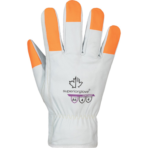 Gants haute visibilit&eacute; r&eacute;sistants &agrave; la coupe Endura Pro, Taille T-Grand, Enveloppe en Cuir de vache, ASTM ANSI niveau A6 GTA Hardware Inc