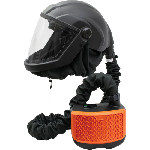 Respirateur &agrave; adduction d'air purifi&eacute; avec visi&egrave;re et ensemble de ventilation PEAKAIR DEFENDER, Respirateur &agrave; masque, Pile Lithium-ion GTA Hardware Inc