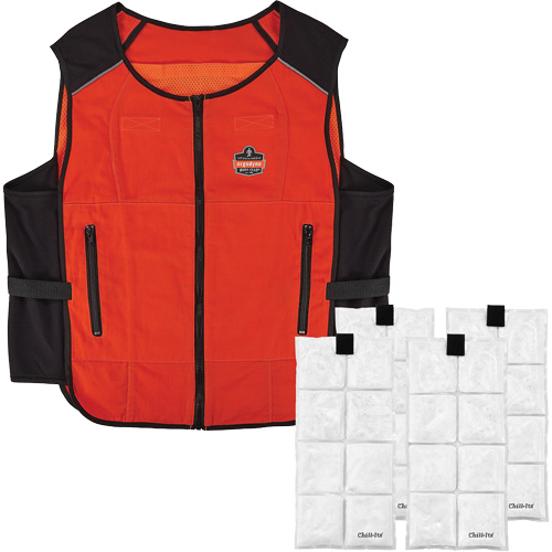 Chill-Its 6260 Lightweight Phase Change Cooling Vest with Rechargeable Packs, Small/Medium, Orange GTA Hardware Inc