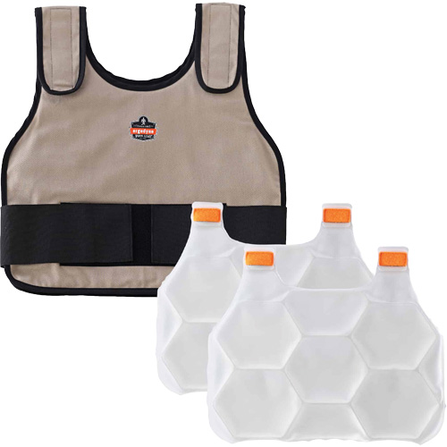 Chill-Its 6230 Standard Phase Change Cooling Vest with Rechargeable Packs, Small/Medium, Khaki GTA Hardware Inc