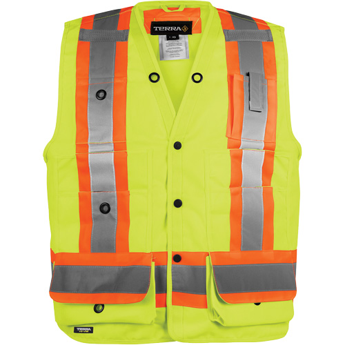 High-Visibility Surveyor's Vest, High Visibility Orange, Small, Polyester GTA Hardware Inc