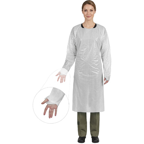 Blouse CoverMe avec passe-pouces, Taille unique, Blanc, Poly&eacute;thyl&egrave;ne GTA Hardware Inc