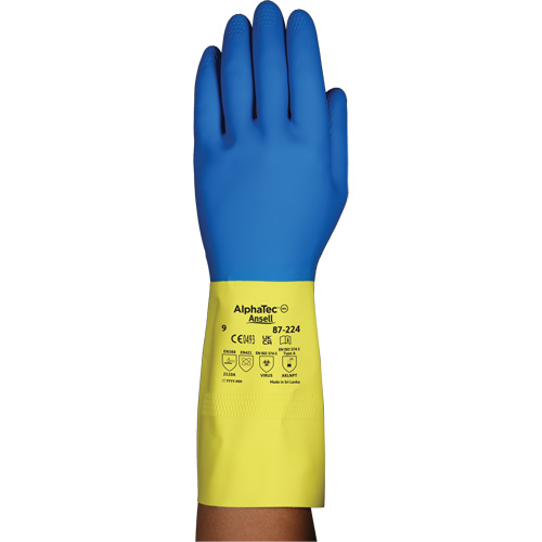 Gants r&eacute;sistants aux produits chimiques AlphaTec 87-224, Taille 8, 12,8" lo, N&eacute;opr&egrave;ne/Latex de caoutchouc, Doublure en Coton/Ouat&eacute;e, 26,8 mils GTA Hardware Inc