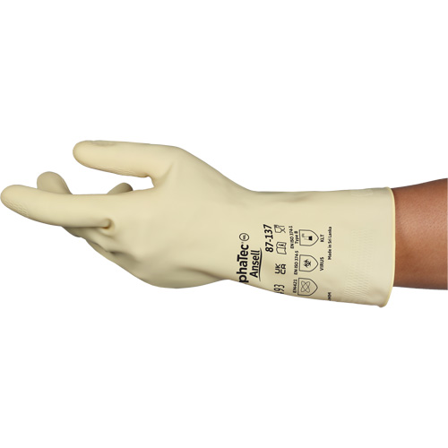 Gants naturels et l&eacute;gers AlphaTec 87-137, Taille 9, 11,8" lo, Latex de caoutchouc, 16 mils GTA Hardware Inc