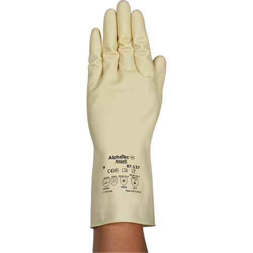Gants naturels et l&eacute;gers AlphaTec 87-137, Taille 9, 11,8" lo, Latex de caoutchouc, 16 mils GTA Hardware Inc
