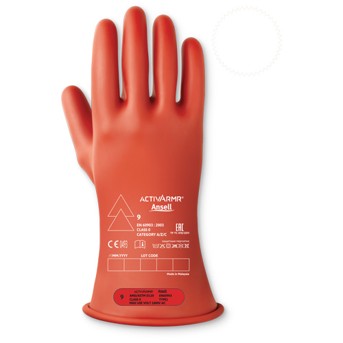 Gants isolants pour travaux &eacute;lectriques ActivArmr de classe 0, 11, 11" lo, Niveau 1, ASTM D120/ATSM F2675:2021/IEC 614821-2:2014 GTA Hardware Inc