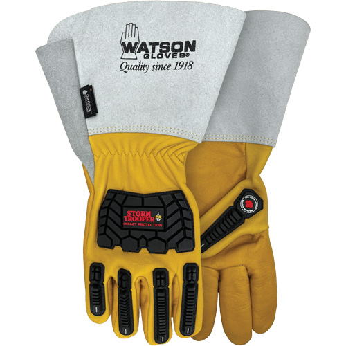 Storm Trooper Water-Resistant Gloves, Small, Cowhide Palm, Gauntlet Cuff GTA Hardware Inc