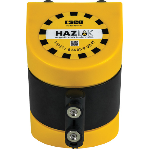 Syst&egrave;me de barri&egrave;re de s&eacute;curit&eacute; HAZLOK, Plastique, Fixation magn&eacute;tique, 30', Ruban Noir et jaune GTA Hardware Inc