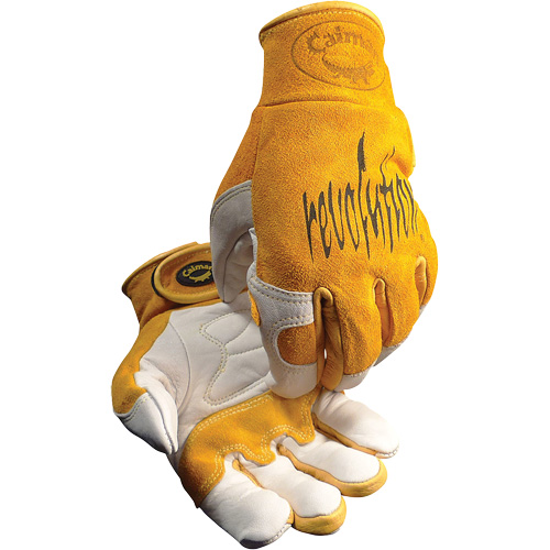 Gants de soudeur TIG/MIG de premi&egrave;re qualit&eacute; Caiman avec fermeture &agrave; boucles & crochets, Cuir de vache refendu, Taille Moyen GTA Hardware Inc