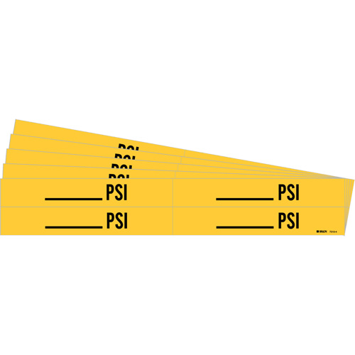 Marqueurs de tuyau avec espace vierge suivi de PSI, Autocollant, 1-1/8" h x 7" la, Noir sur jaune GTA Hardware Inc