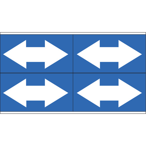 Marqueurs de tuyau avec fl&egrave;ches bidirectionnelles, Autocollant, 1-1/8" h x 7" la, Blanc/bleu GTA Hardware Inc