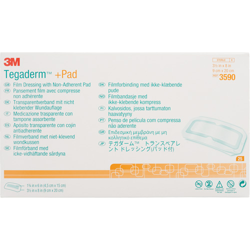 Pansement transparent Tegaderm avec tampon absorbant, Rectangulaire/carr&eacute;e, 8", Plastique, St&eacute;rile GTA Hardware Inc