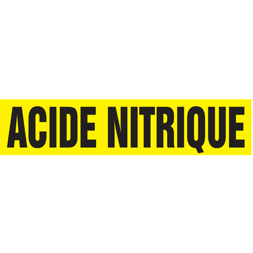 "Acide Nitrique" Pipe Markers, Self-Adhesive, 2-1/2" H x 12" W, Black on Yellow GTA Hardware Inc