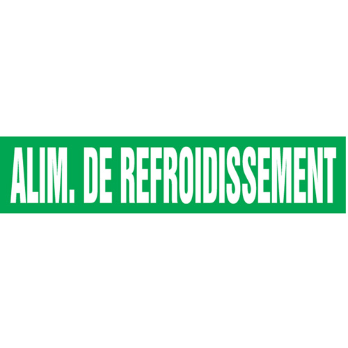 Marqueurs de tuyau "Alim. de Refroidissement", Autocollant, 2-1/2" h x 12" la, Blanc/vert GTA Hardware Inc