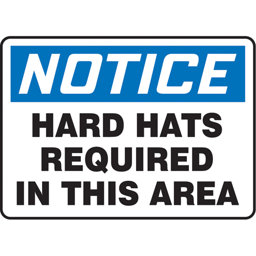 "Hard Hats Required" Sign, 7" x 10", Vinyl, English GTA Hardware Inc