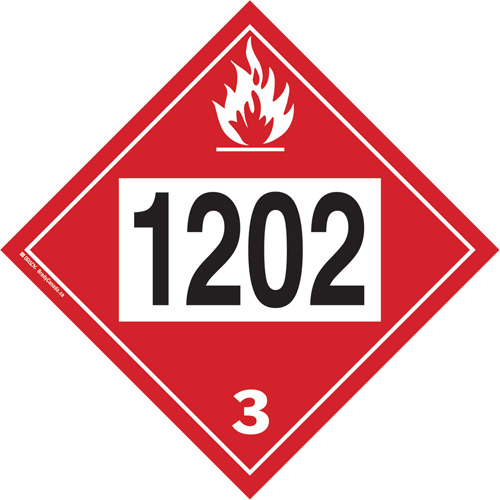 Plaque-&eacute;tiquette TMD 1202 pour liquide inflammable huile combustible, Plastique GTA Hardware Inc