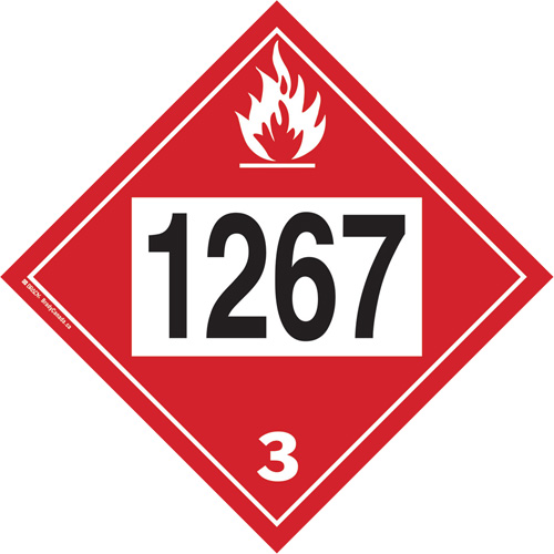 Plaque-&eacute;tiquette TMD 1267 pour liquide inflammable p&eacute;trole brut, Vinyle adh&eacute;sif GTA Hardware Inc