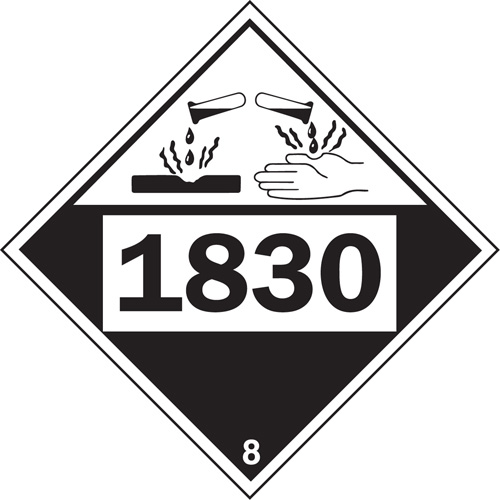 Plaque-&eacute;tiquette TMD 1830 pour mat&eacute;riaux corrosifs acide sulfurique, Plastique GTA Hardware Inc