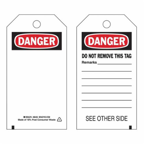Self-Laminating Safety Tags, Polyester, 3" W x 5-3/4" H, English GTA Hardware Inc