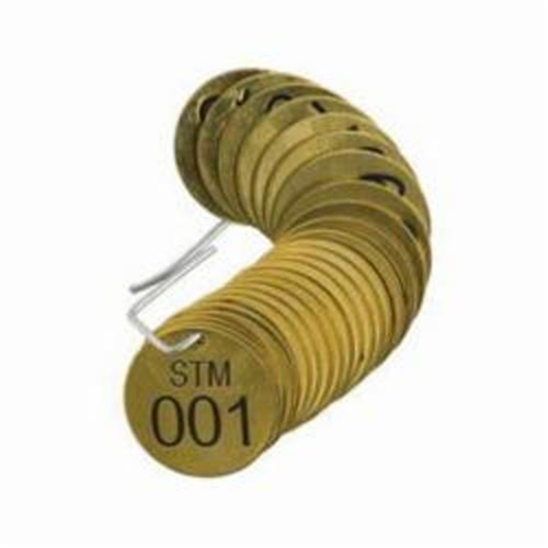 Numbered "STM" Valve Tags, # 001-025, Brass, 1.5" dia GTA Hardware Inc