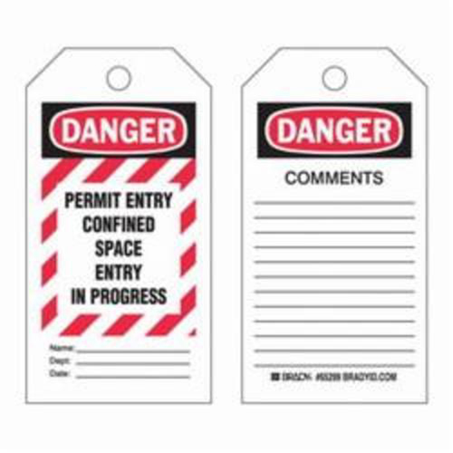 "Confined Space" Tags, Polyester, 3" W x 5-3/4" H, English GTA Hardware Inc