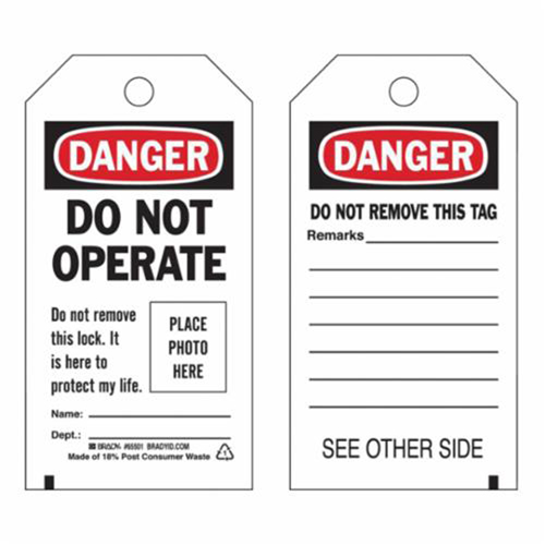 Self-Laminating "Do Not Operate" Tags, Polyester, 3" W x 5-3/4" H, English GTA Hardware Inc