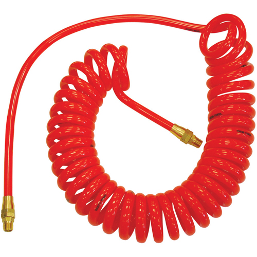 Flexcoil Self-Storing Polyurethane Air Hoses With Fittings, Air, 1/4" ID x 25' L, Polyurethane, 140 PSI at 23 °C GTA Hardware Inc