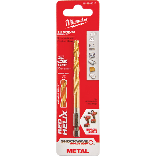 Shockwave Drill Bit, 1/4", Titanium, 2-15/32" Flute, 135° Point GTA Hardware Inc
