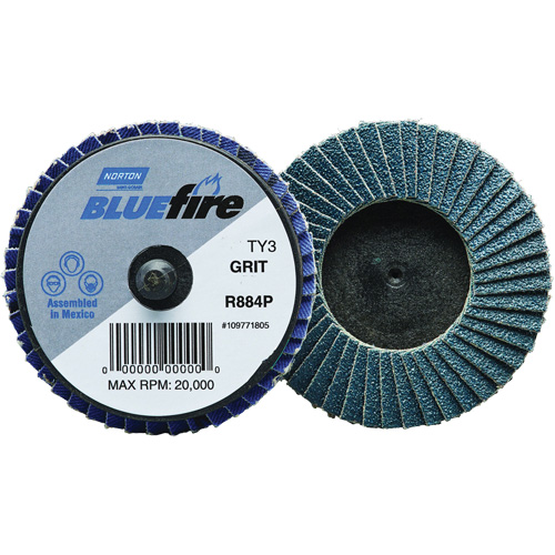 R884P BlueFire&reg; Mini Flap Disc, 3" x Type 27, P40 Grit, Zirconia Alumina GTA Hardware Inc