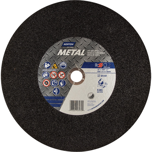 Metal A Chop Saw Cut-Off Wheel, 14" x 3/32", 1" Arbor, Type 01/41, Aluminum Oxide, 4365 RPM GTA Hardware Inc