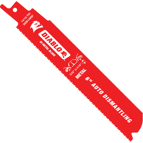 Reciprocating Blade for Auto Dismantling, Bi-Metal, 14-18 TPI, 6" L x 1" W GTA Hardware Inc