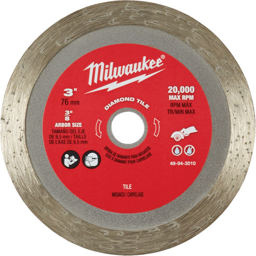 Lame pour coupe de carreaux, 3" x Arbre de 3/8", Losange, 20 000 Tr/min GTA Hardware Inc