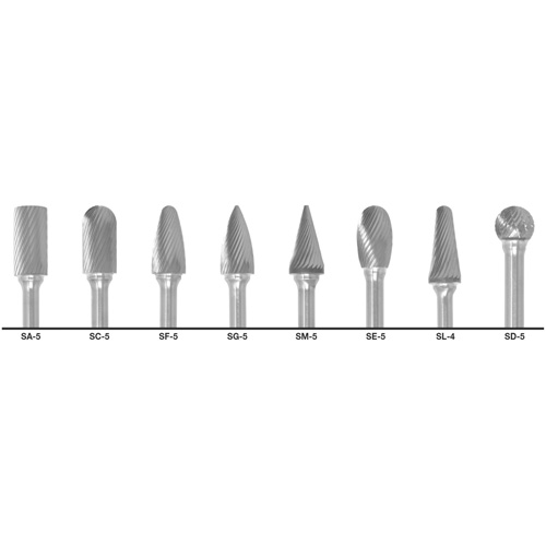 Jeu de fraises au carbure &agrave; coupe double 1855 CLE-LINE, 8 morcea GTA Hardware Inc