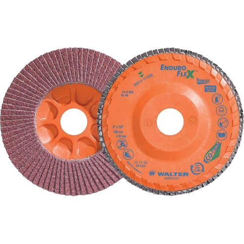 Disque &agrave; lamelles Stainless Enduro-Flex, 5" x 5", Type 27, Grain 40, Alumine de zirconium GTA Hardware Inc