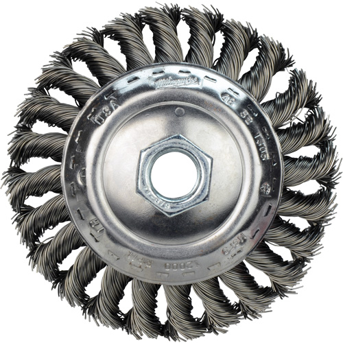Disque m&eacute;tallique &agrave; fils &eacute;troits nou&eacute;s, Dia. 4", Fils 0,02", Arbre 5/8"-11, Acier au carbone GTA Hardware Inc