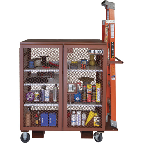 Mobile Mesh Cabinet, Steel, 37 Cubic Feet, Red GTA Hardware Inc
