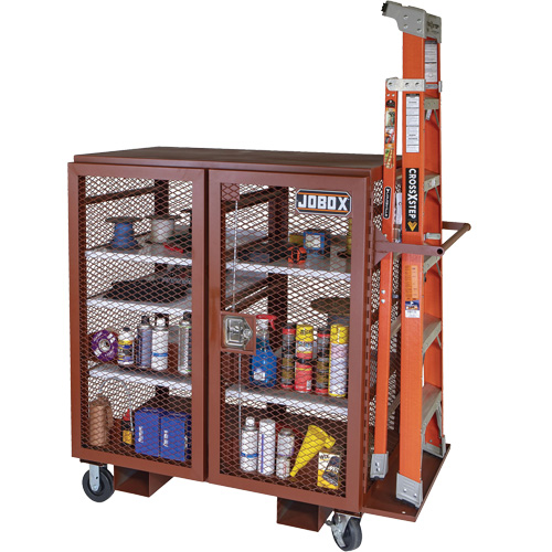Mobile Mesh Cabinet, Steel, 37 Cubic Feet, Red GTA Hardware Inc