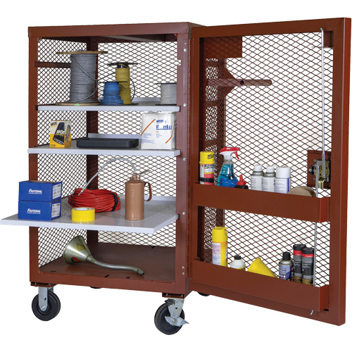 Mobile Mesh Cabinet, Steel, 22 Cubic Feet, Red GTA Hardware Inc