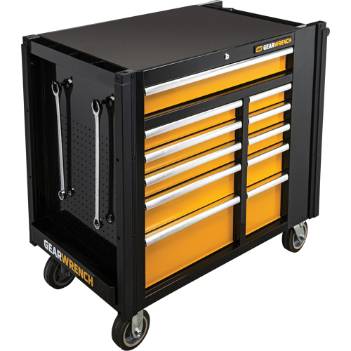 Powered Tool Cart, 11 Drawers, 42-1/2" W x 24-7/16" D x 41" H, Black/Orange GTA Hardware Inc