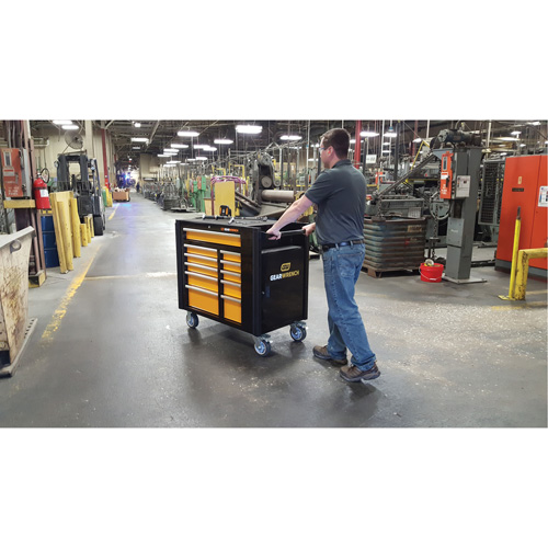 Powered Tool Cart, 11 Drawers, 42-1/2" W x 24-7/16" D x 41" H, Black/Orange GTA Hardware Inc