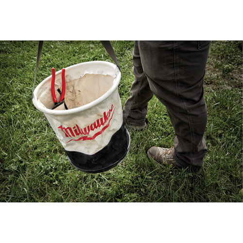 Utility Bucket, 11-4/5" L x 11-4/5" W x 14-3/5" H, Canvas, Beige/Black GTA Hardware Inc