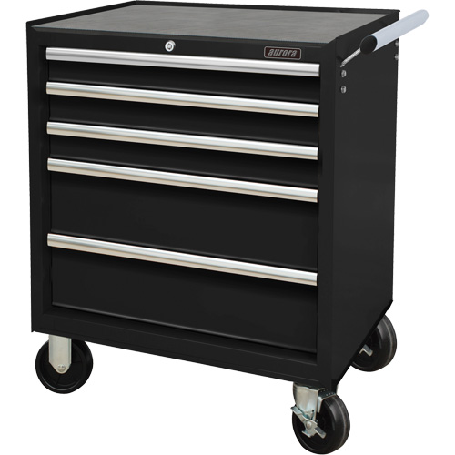 Industrial Tool Cart, 5 Drawers, 27" W x 18-3/4" D x 31-1/2" H, Black GTA Hardware Inc