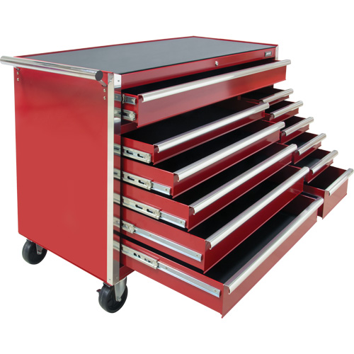 Industrial Tool Cart, 12 Drawers, 56" W x 24-1/2" D x 38-1/8" H, Red GTA Hardware Inc
