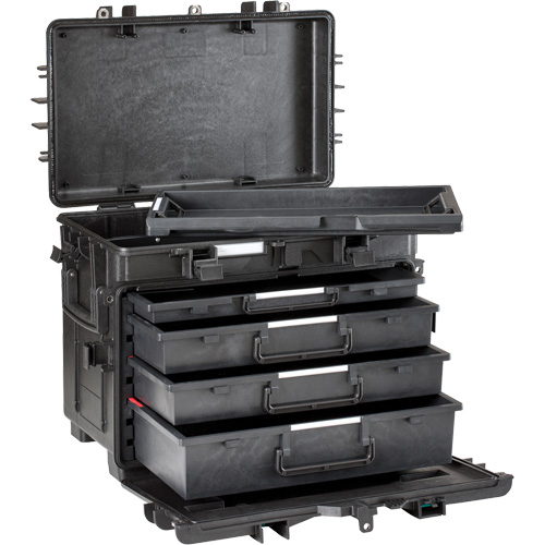 Military Mobile Tool Chest With Drawers, 4 Drawers, 22-4/5" W x 15" D x 18" H, Black GTA Hardware Inc