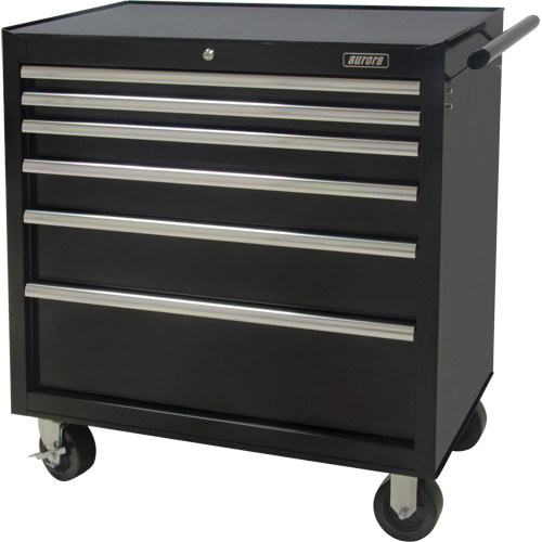 Chariot &agrave; outils industriel, 6 tiroirs, 39" la x 20-4/5" p x 38-1/2" h, Noir GTA Hardware Inc